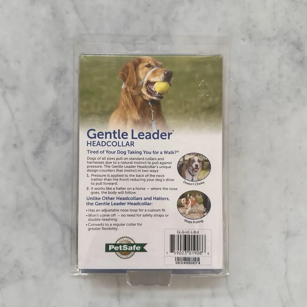 Gentle Leader Headcollar Large Black Dog Training Head Collar PetSafe 60-130 lbs